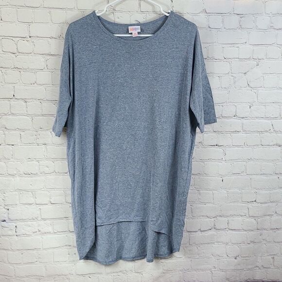 LuLaRoe IRMA Slate Blue High Low Tunic Tee Shirt XS (2/4/6) Short Sleeve Stretch - Picture 6 of 6